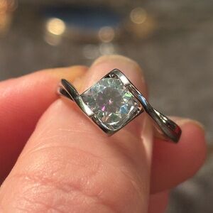NEW GRA Certified Fantasy Blue Moissanite Ring 1.0ct • Hearts Detail • Size 8